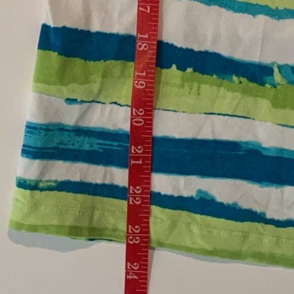 EUC Sapphire Star Women's Medium Top Colorful Green White Blue Stripes + Beads - Picture 11 of 13